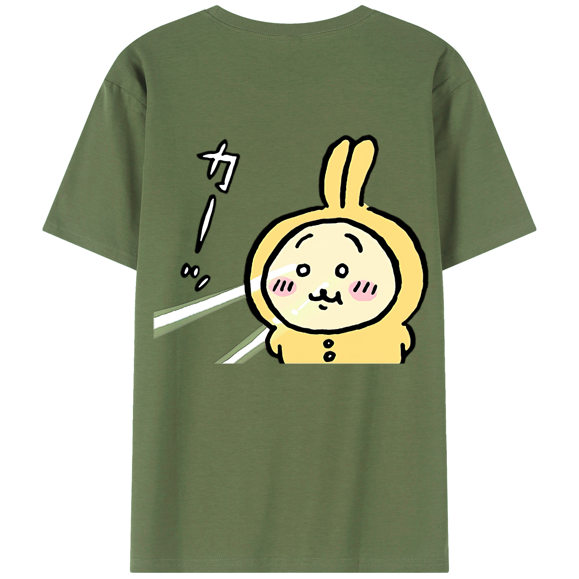 （画像用） ちいかわ うさぎ Chii-kawa usagi 綿100％ メンズ半袖Tシャツ（バックプリント） 通気性
